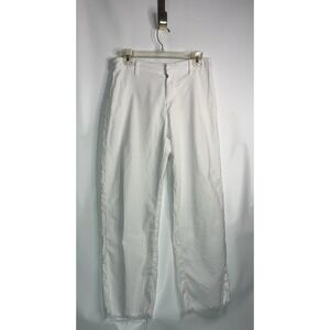 Frank & Eileen Denim Pants Size 6 White Kinsale Flax Cotton Blend Raw Hem Jeans